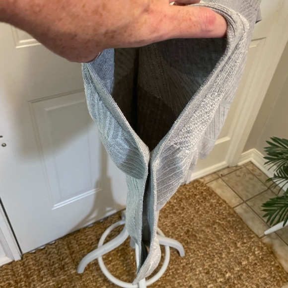 Cute Ribbed Mixed Stripes Open Sides Button Down Cardigan Poncho Sweater SS OS - Picture 7 of 10